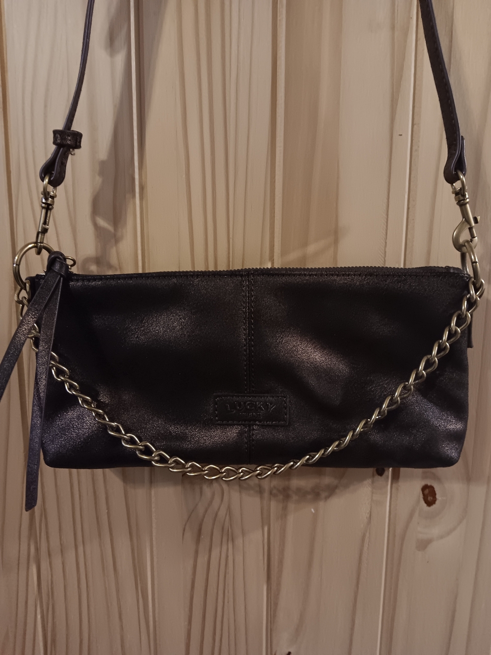 Lucky Brand Brand Black Chain-Accent Crossbody Bag